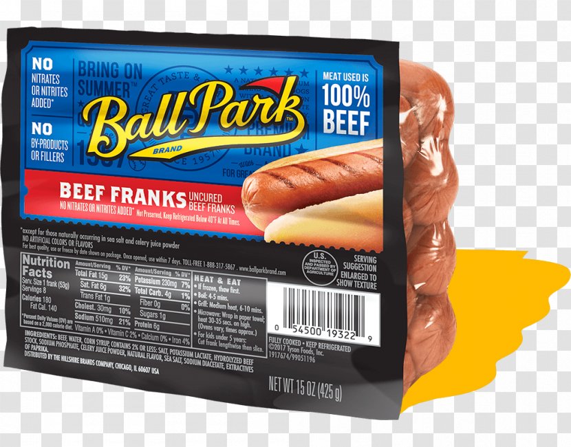 Hot Dog Ball Park Franks Barbecue Beef Nathan's Famous - Sausage Casing - Grilled Dogs Transparent PNG