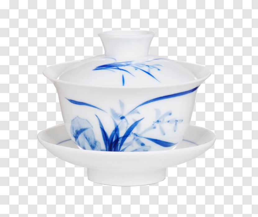 Ceramic Blue And White Pottery Teacup Porcelain - Tea Set Transparent PNG