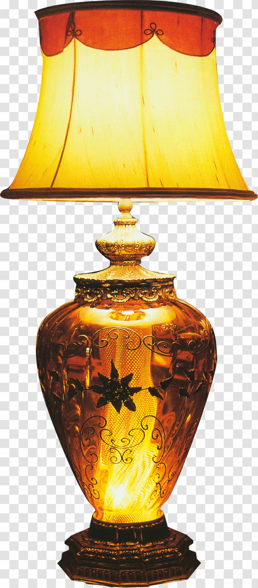 Vase Furniture Luxury Lamp - Upscale Golden Illuminated Transparent PNG