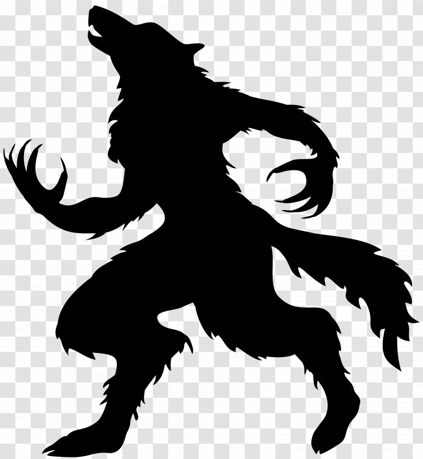 Werewolf Halloween Full Moon Gray Wolf - Fictional Character - Silhouette Clip Art Image Transparent PNG