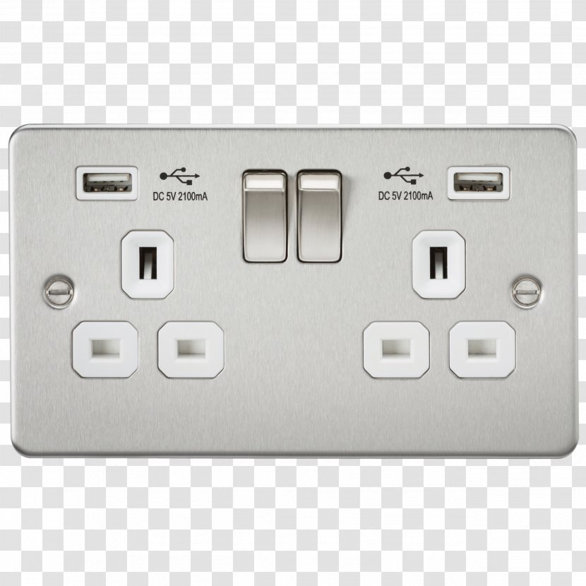 Battery Charger AC Power Plugs And Sockets Electrical Switches Network Socket Brushed Metal - Hardware - USB Transparent PNG