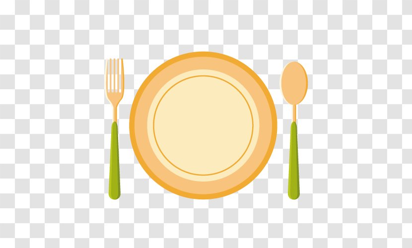 Fork Spoon Plate - Vector Cartoon Cutlery Transparent PNG