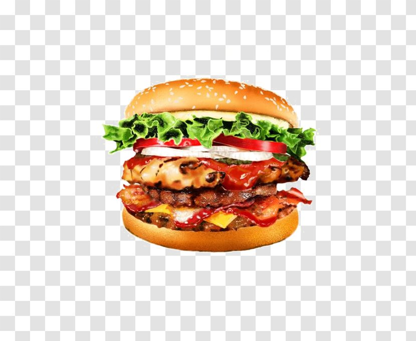 Hamburger Fast Food Chicken Sandwich Barbecue Fried - Cheeseburger - Double Burger Transparent PNG