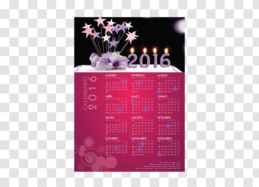 Calendario De Bolsillo 0 1 Calendar Date - 2016 - Magenta Transparent PNG