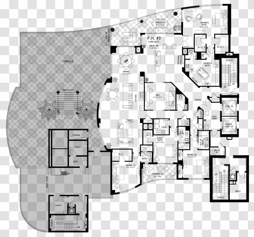 Penthouse Apartment House Plan Floor - Storey Transparent PNG