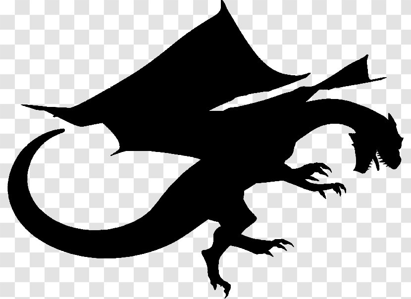 Dragon Silhouette Clip Art - Black And White - Bottom Decoration Transparent PNG