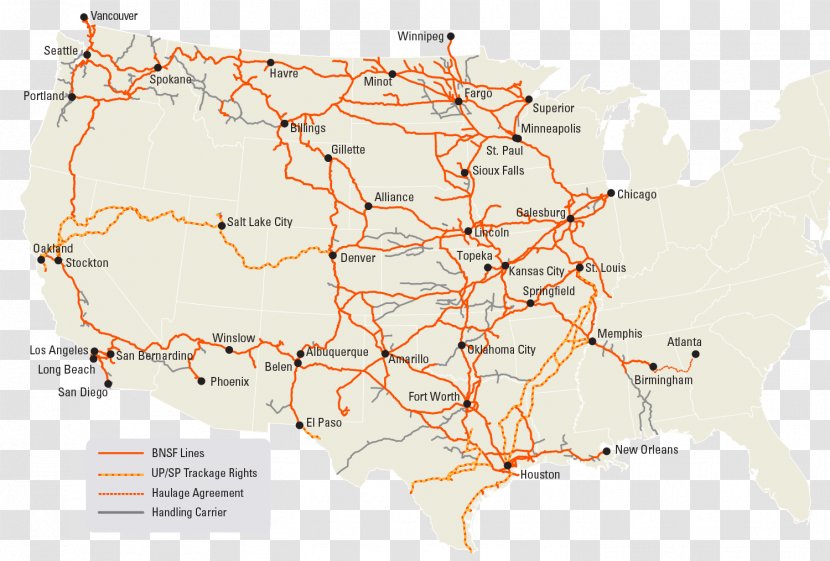 Rail Transport Map BNSF Railway Clovis Oklahoma - Train - Severe Winter Transparent PNG
