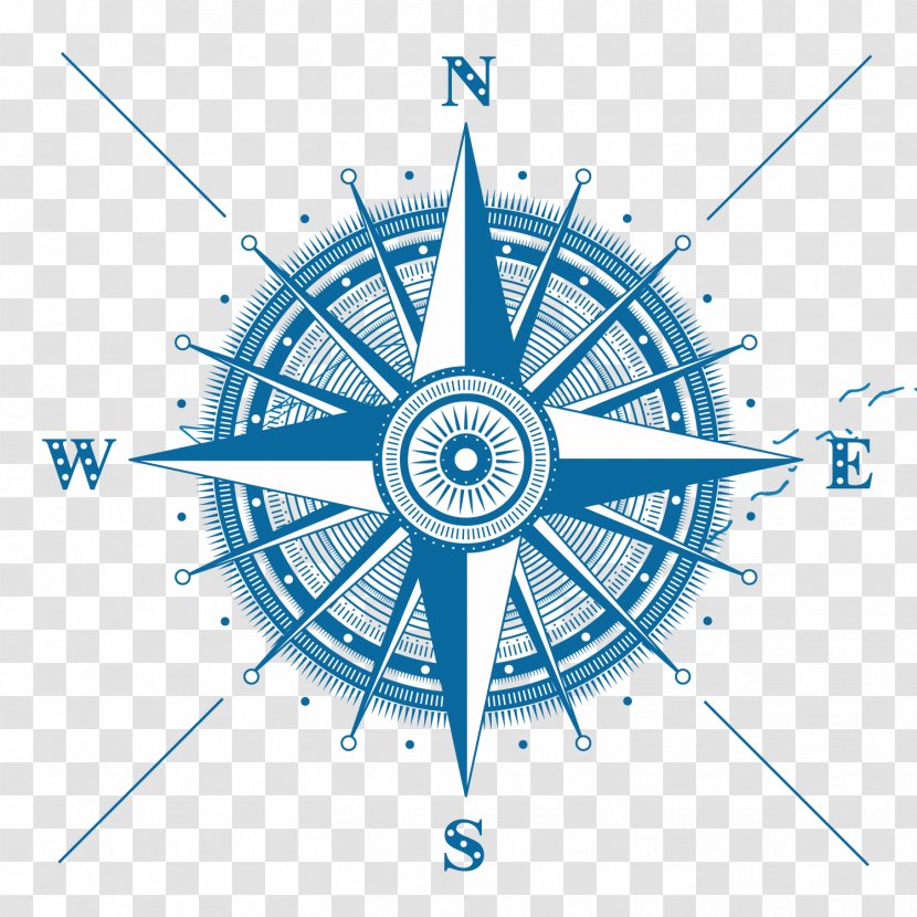 Compass Rose Drawing Illustration - Blue Vector Material Transparent PNG