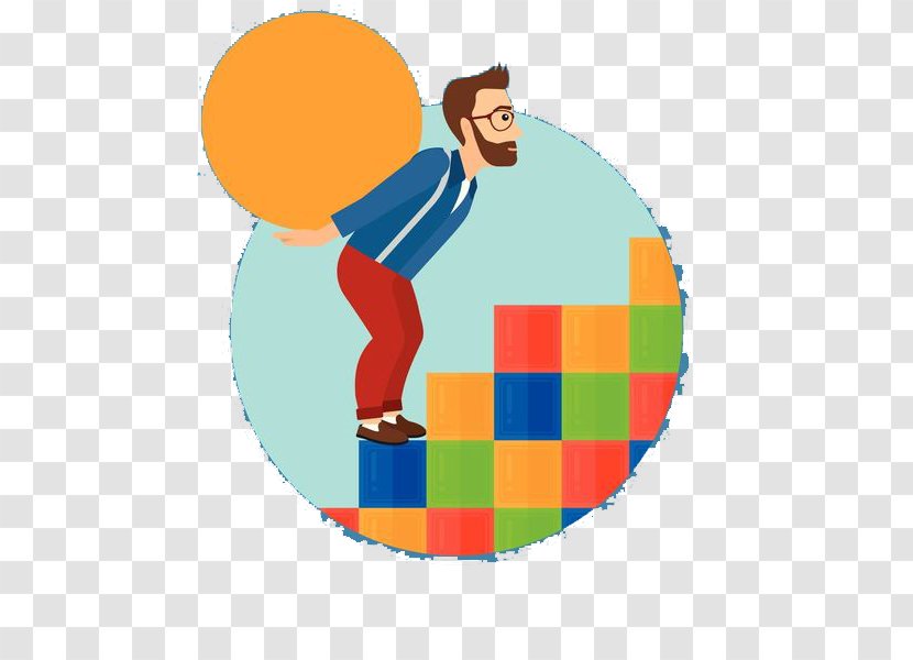 Man Stairs Illustration - A Who Climbs With Ball On His Back Transparent PNG