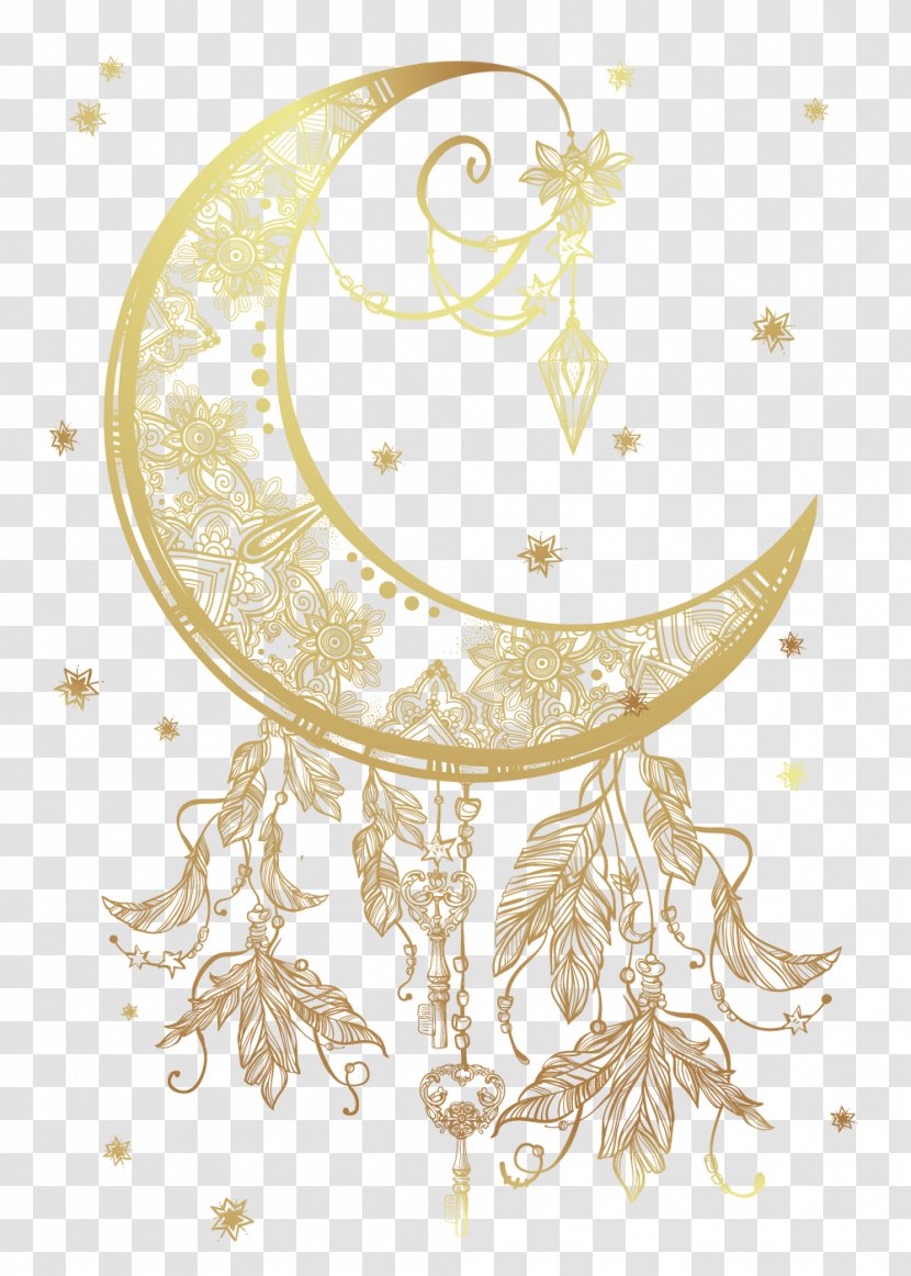 Moon Euclidean Vector Alchemy - Lunar Phase - Golden Illustration Transparent PNG