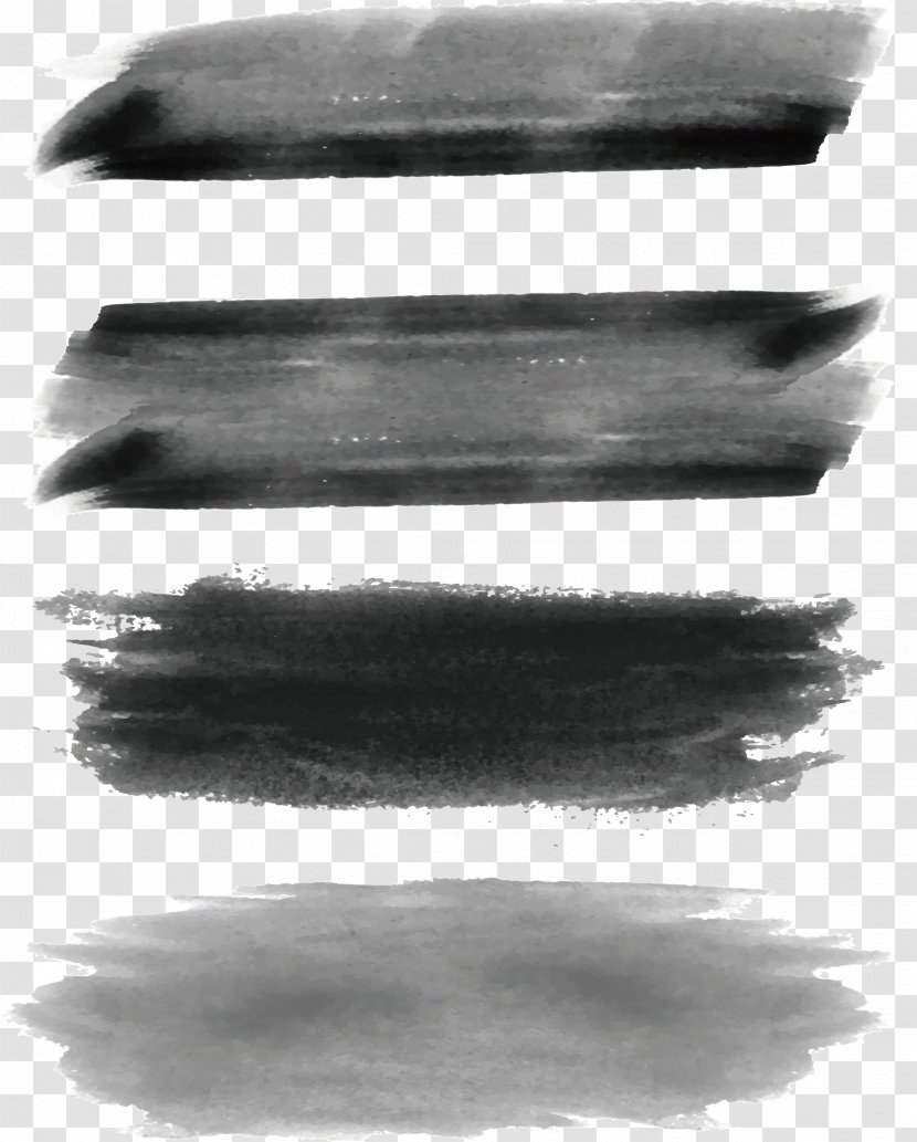 Ink Brush Black And White Paintbrush Watercolor Painting - Water - Dark Gray Transparent PNG