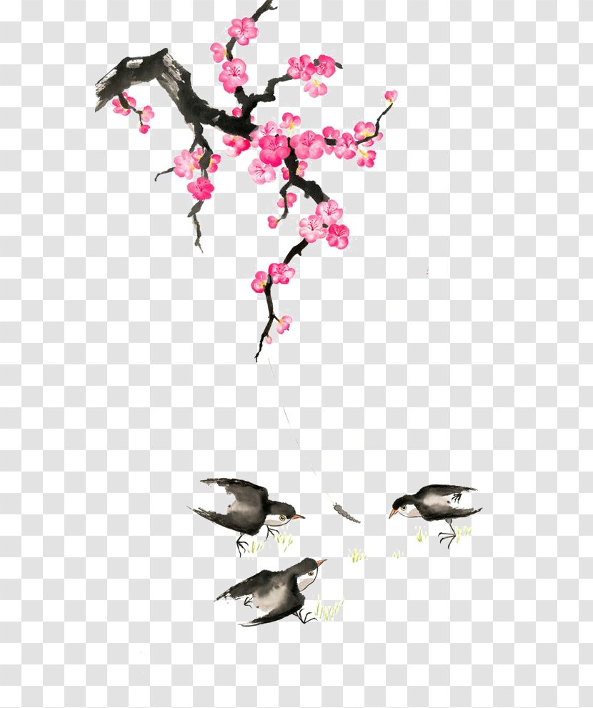 Watercolour Flowers Chinese Painting Plum Blossom - Twig - Flower Transparent PNG