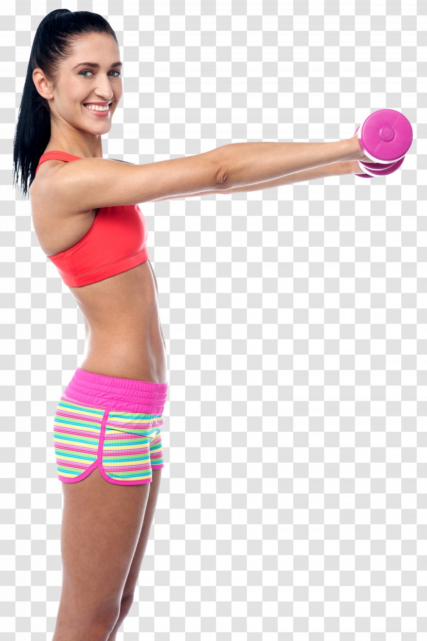 Physical Fitness Exercise Dumbbell Woman Weight Loss - Cartoon Transparent PNG