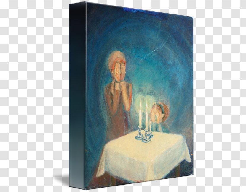 Watercolor Painting Modern Art Acrylic Paint Still Life - Shabbat Candles Transparent PNG