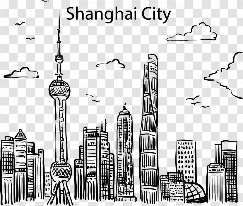 Oriental Pearl Tower Drawing - Metropolis - City Line Transparent PNG