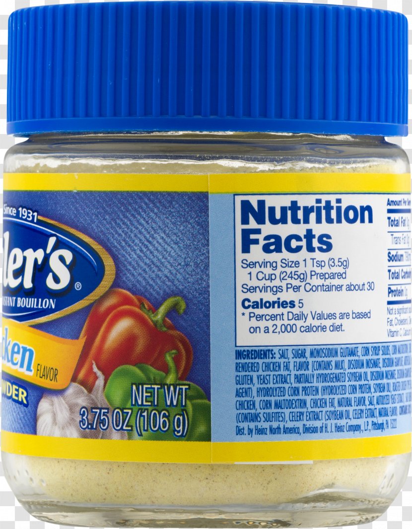 Bouillon Wyler's Nutrition Facts Label Flavor - Jar Transparent PNG