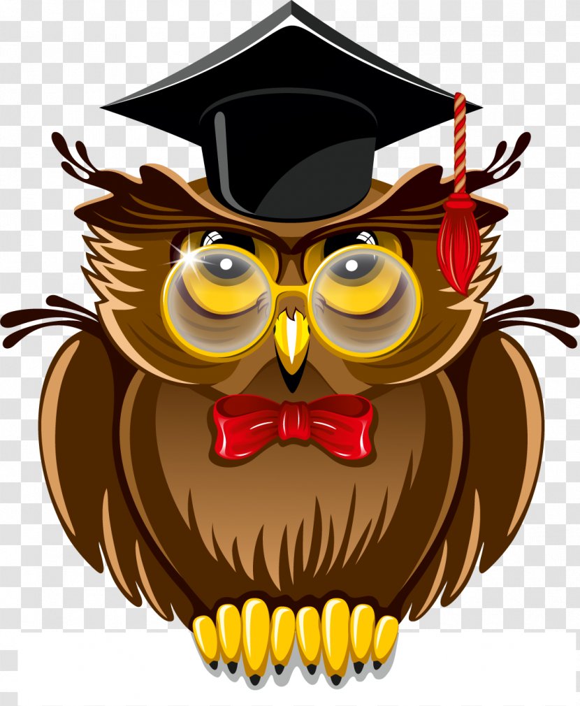 Drawing Square Academic Cap Teacher Caricature - Graduation Ceremony - Owls Transparent PNG