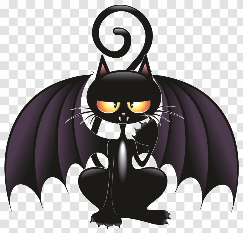 Cat Bat Kitten Cartoon - Small To Medium Sized Cats - Witch Transparent PNG