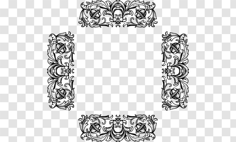 Borders And Frames Decorative Black White Clip Art - Body Jewelry - Vector Geometrico Transparent PNG
