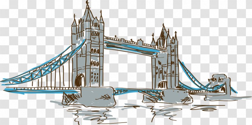 London Bridge Tower Of - Croquis - Hand-painted Transparent PNG