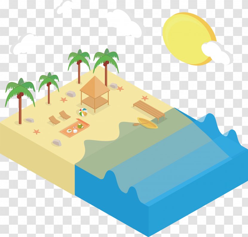 Beach Isometric Projection Clip Art - Play - Summer Island Resort Transparent PNG