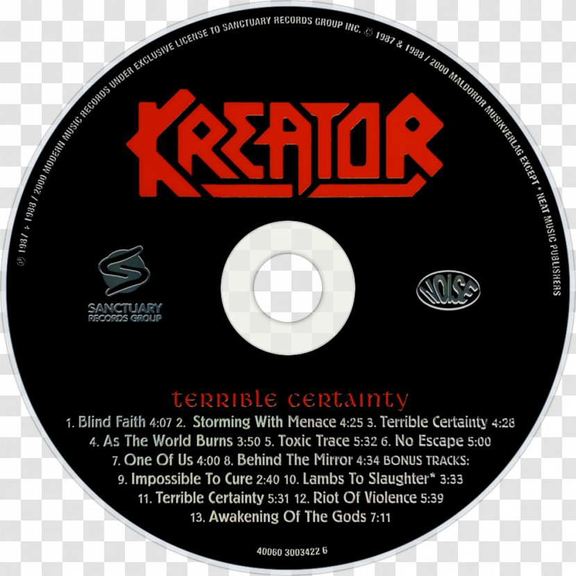 Kreator Thrash Metal Terrible Certainty Heavy Album - Concert Transparent PNG