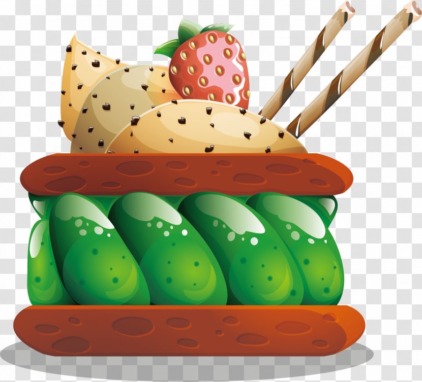 Ice Cream Banana Split Fruit Breakfast - Cartoon Strawberry Cake Transparent PNG