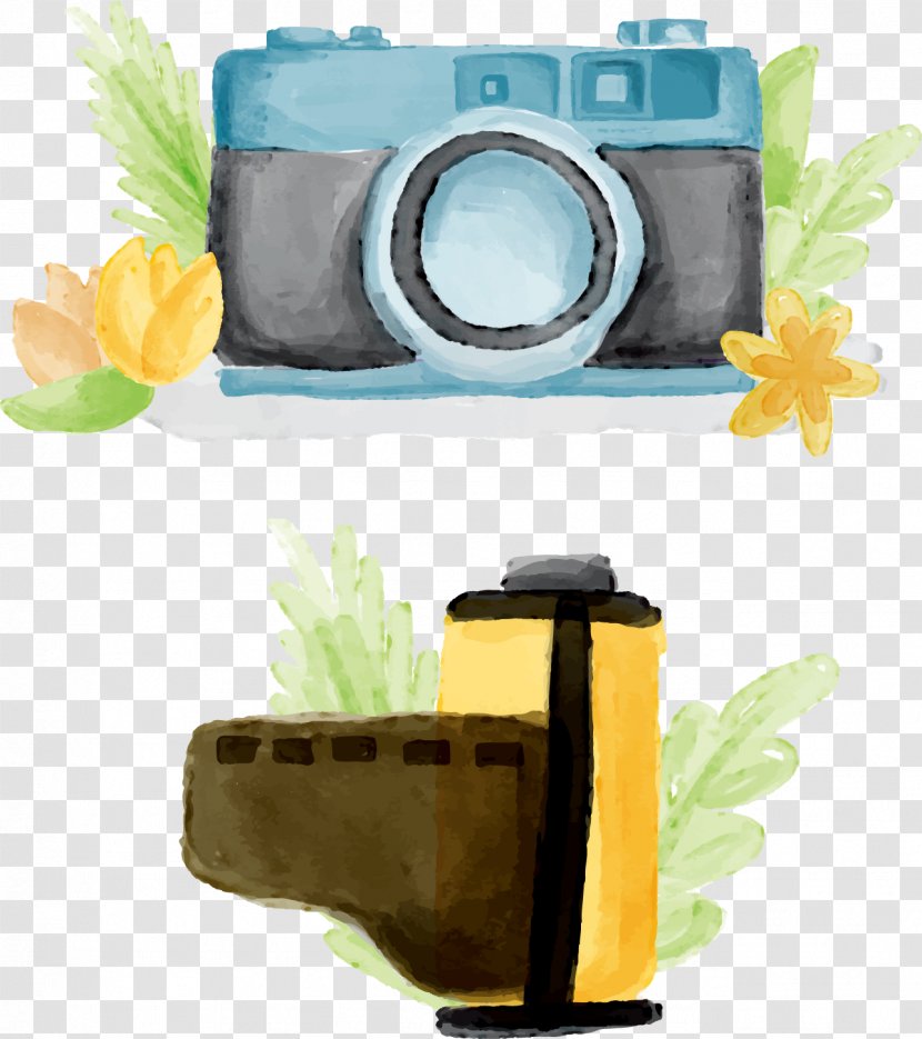 Photographic Film Camera Watercolor Painting - Photography - Vector Hand-painted Cameras And Transparent PNG