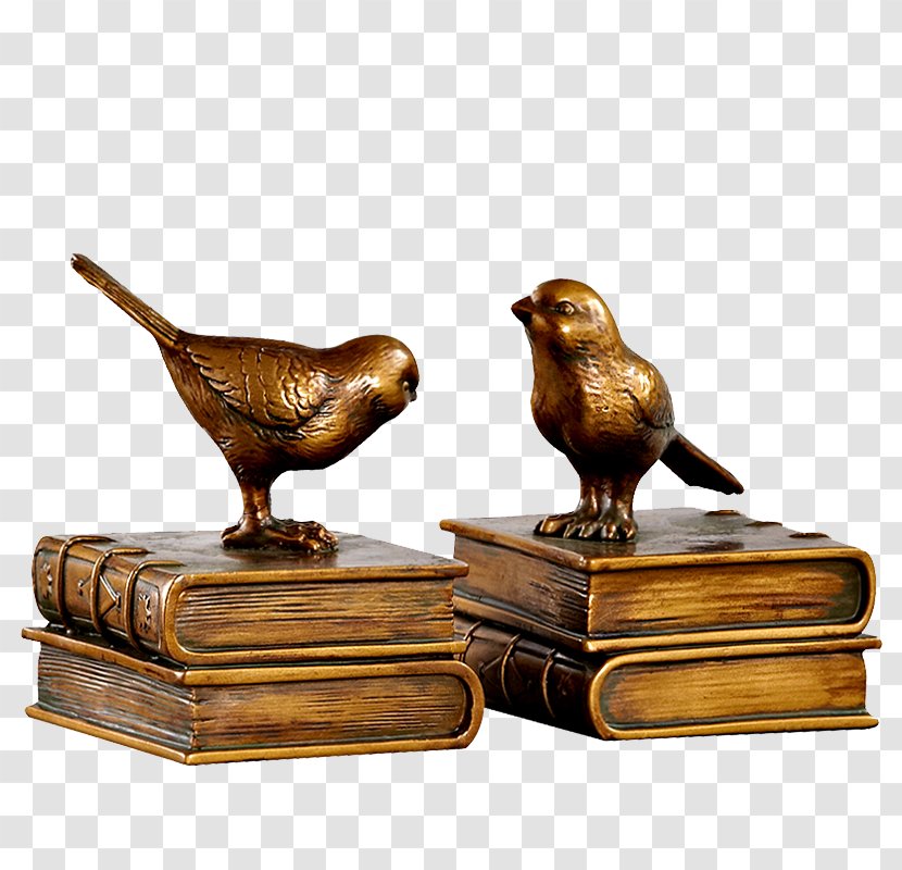 Bird Bookend Decorative Arts Shelf Bookcase - Study - Copper Retro Book Transparent PNG