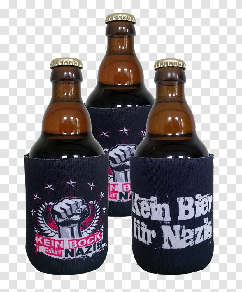 Kein Bock Auf Nazis Beer Bottle T-shirt Glass - Silhouette - Cooler Transparent PNG