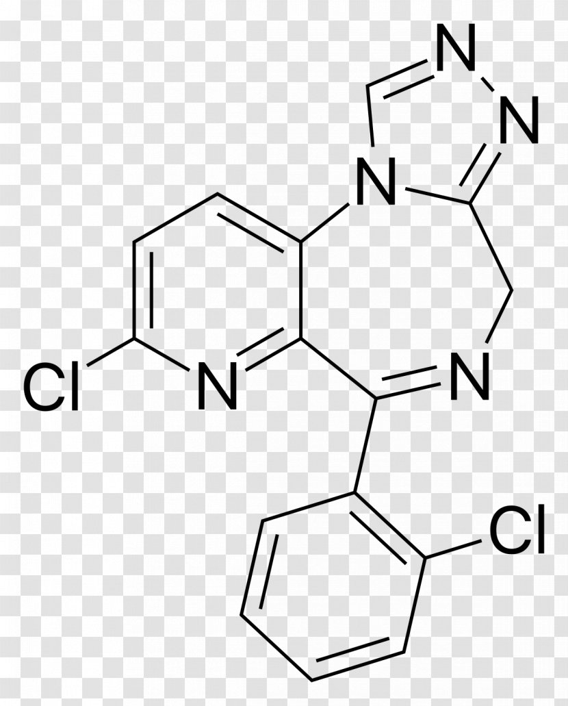 Alprazolam Triazolobenzodiazepine Anxiolytic Pharmaceutical Drug - Drawing - Ndesalkylflurazepam Transparent PNG