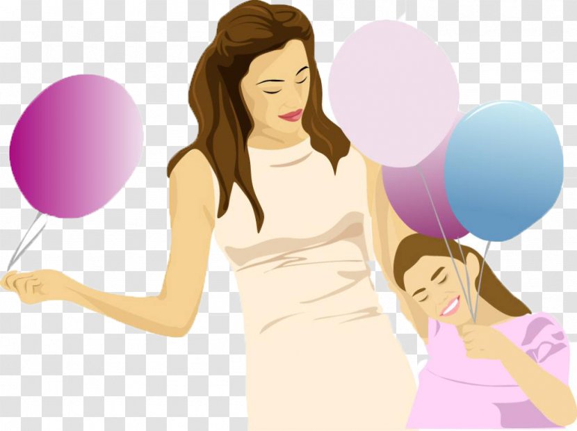 Mother Daughter Son Euclidean Vector Child - Silhouette - Two Beauties Holding Balloons Transparent PNG