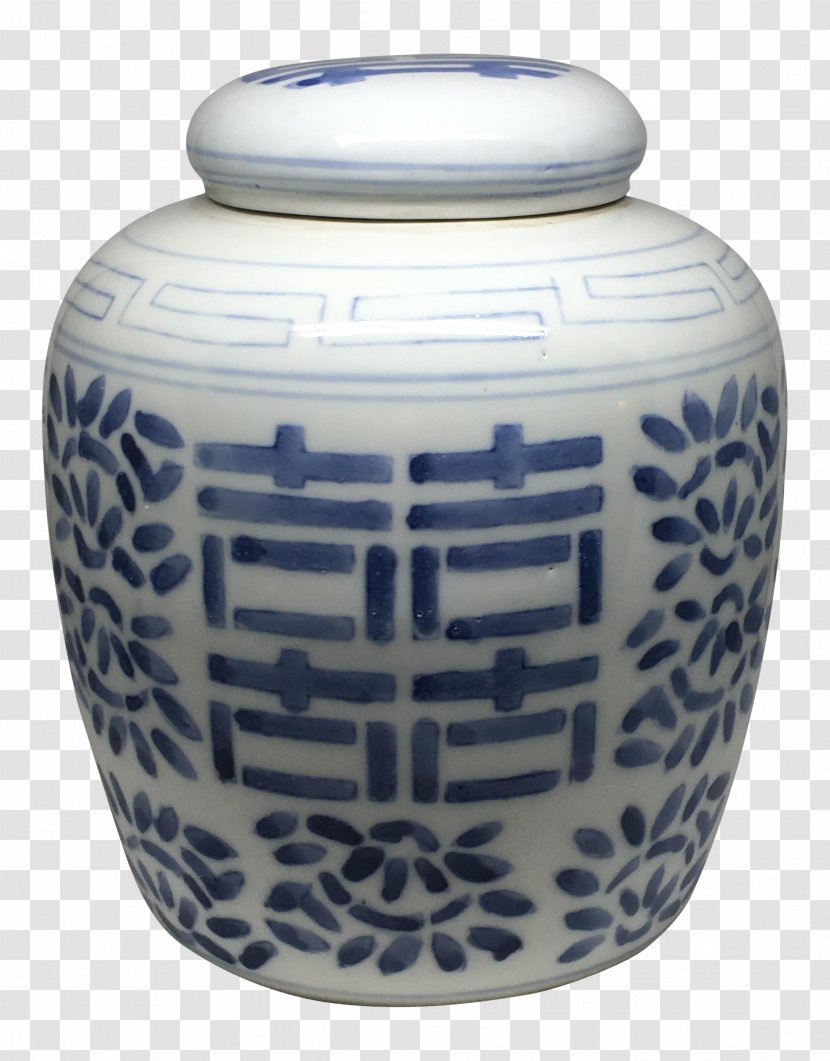 Ceramic Blue And White Pottery Cobalt Urn - Double Happiness Jar Transparent PNG