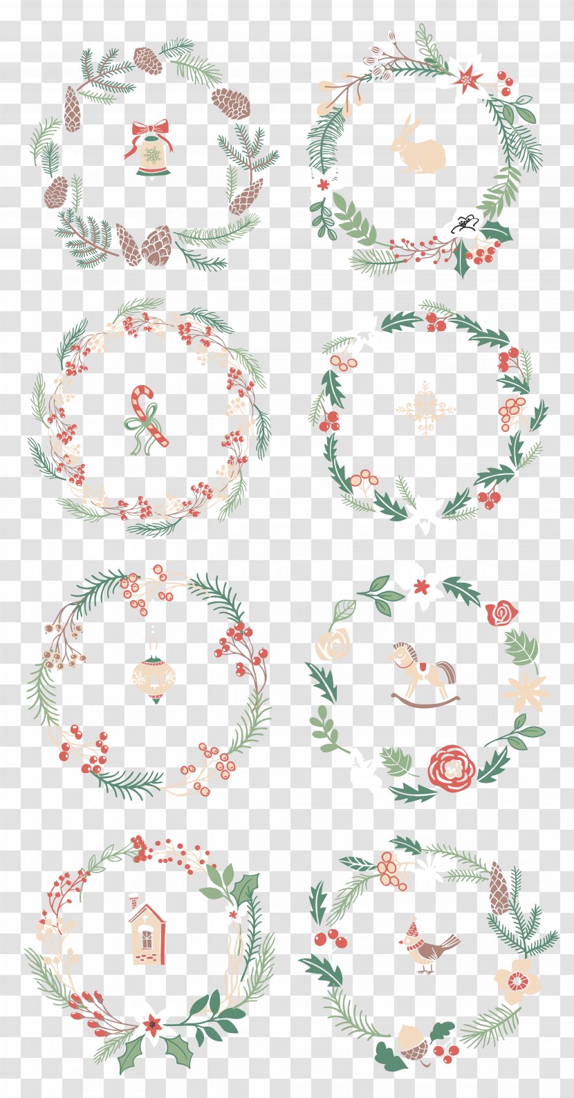 Christmas Garland Wreath New Year - Flat Design - Beautifully Transparent PNG