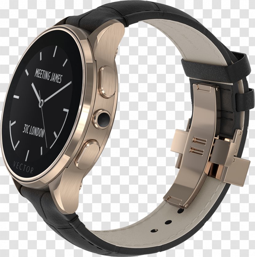 Smartwatch Leather Strap Gold - Watch Transparent PNG