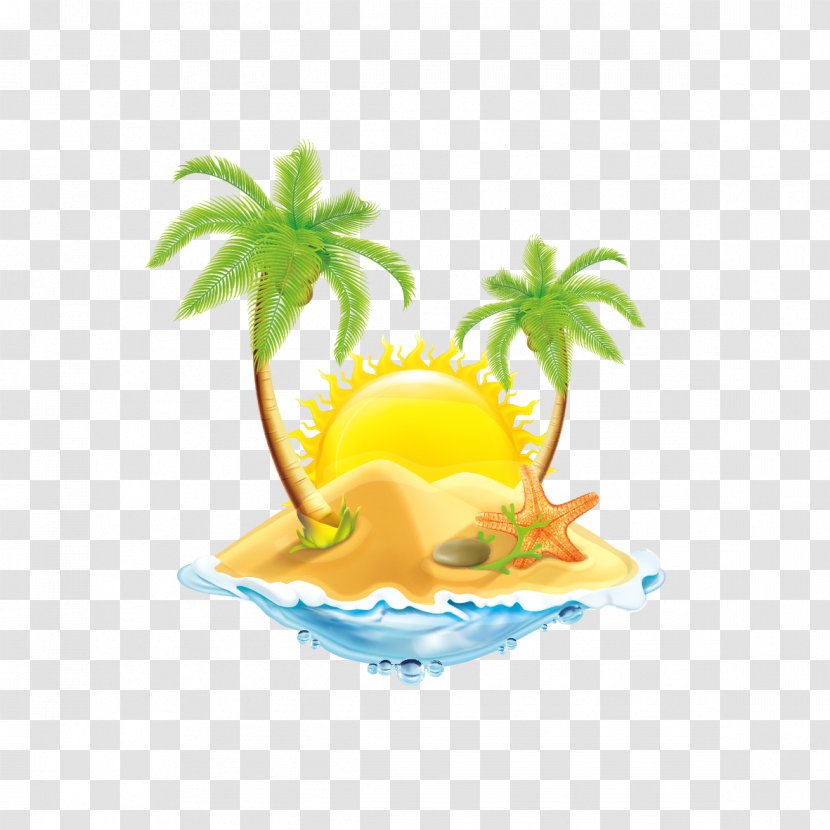 Coconut Tree On The Beach - User Interface - Clip Art Transparent PNG