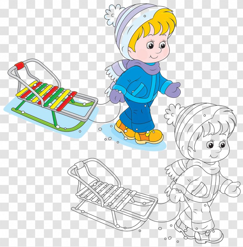Child Coloring Book Royalty-free Illustration - Tree - Pulling Sled Transparent PNG