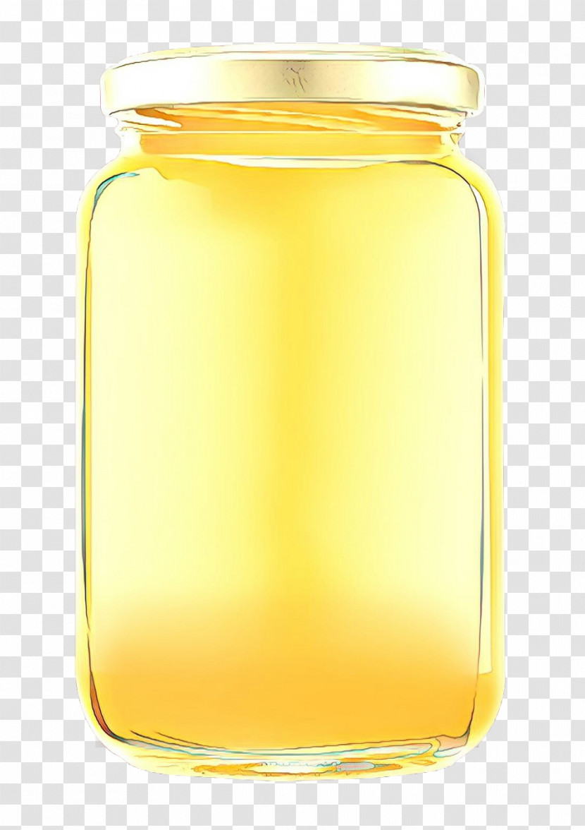 Mason Jar Yellow Honey Lid Glass Transparent PNG