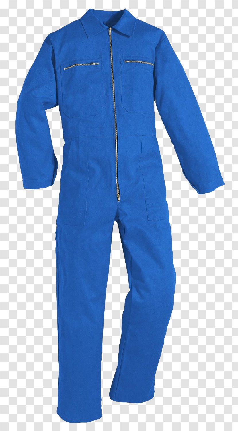 Slip Tracksuit Jumpsuit Cotton Overall - Blue - White-collar Transparent PNG