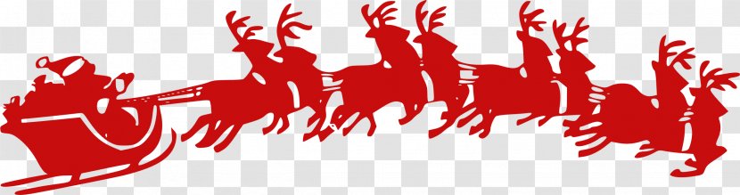 Santa Claus Reindeer Sled Clip Art - Silhouette - Sleigh Transparent PNG