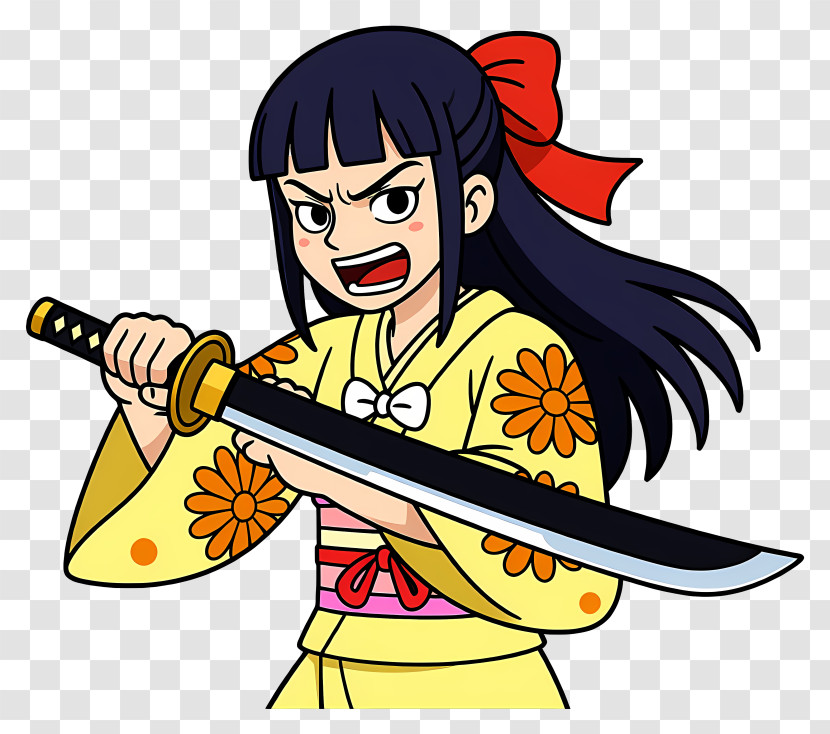 One Piece Kikunojo - Kimono Girl Ready With Katana Transparent PNG