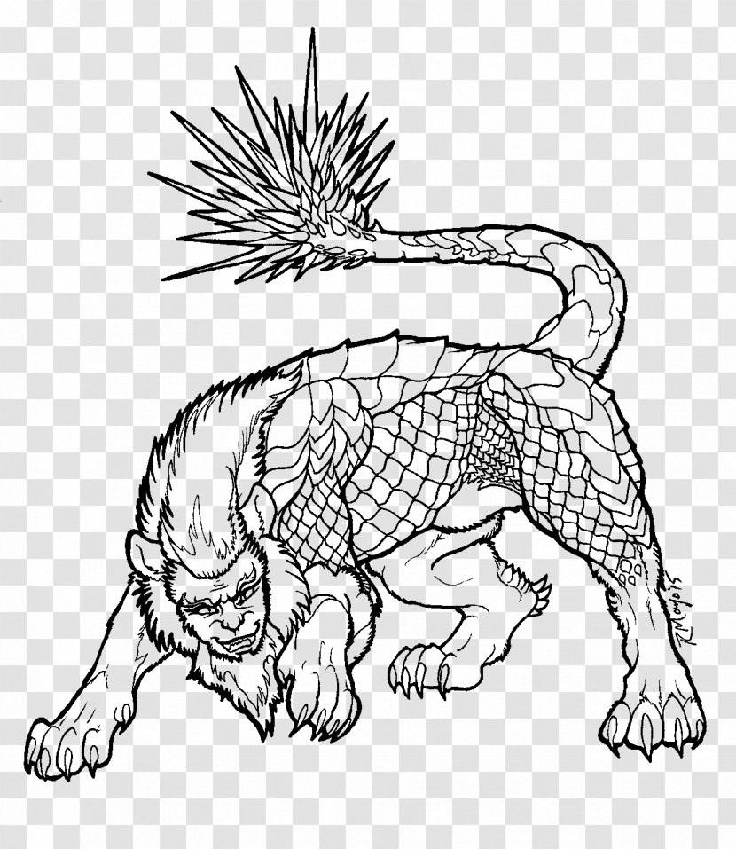 Drawing Line Art Coloring Book Manticore - Artwork - Pencil Transparent PNG