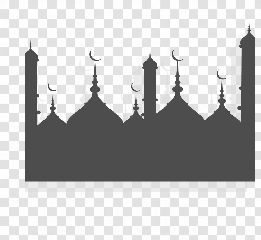 Ramadan Mosque Islam Illustration - Holiday - Black Islamic Church Of Eid Al Fitr Transparent PNG