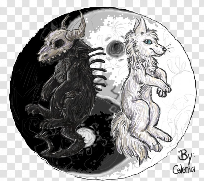 Gray Wolf Drawing Yin And Yang Dhole - Yin-yang Symbol Transparent PNG