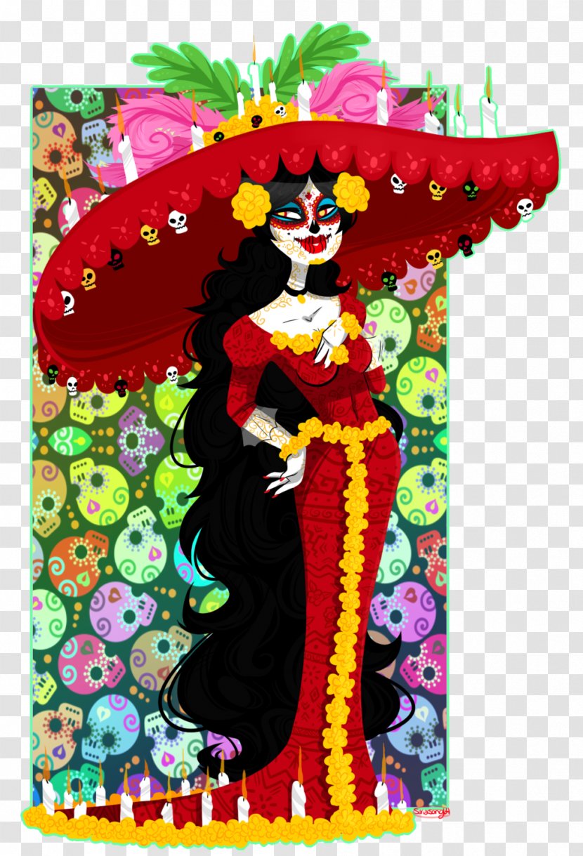 La Calavera Catrina Santa Muerte Character Drawing Art - Fictional - Death Transparent PNG