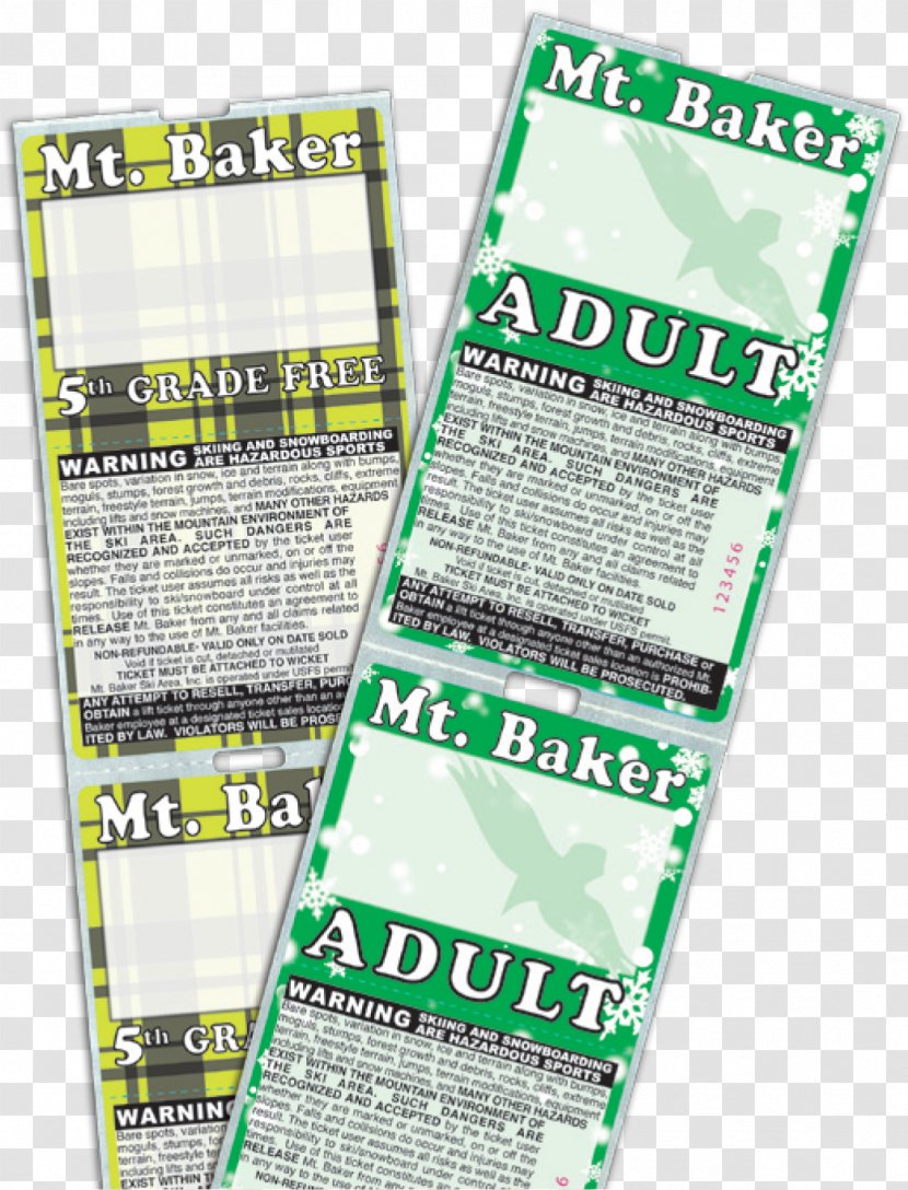 Mt. Baker Ski Area Lift Ticket Resort - Green Transparent PNG