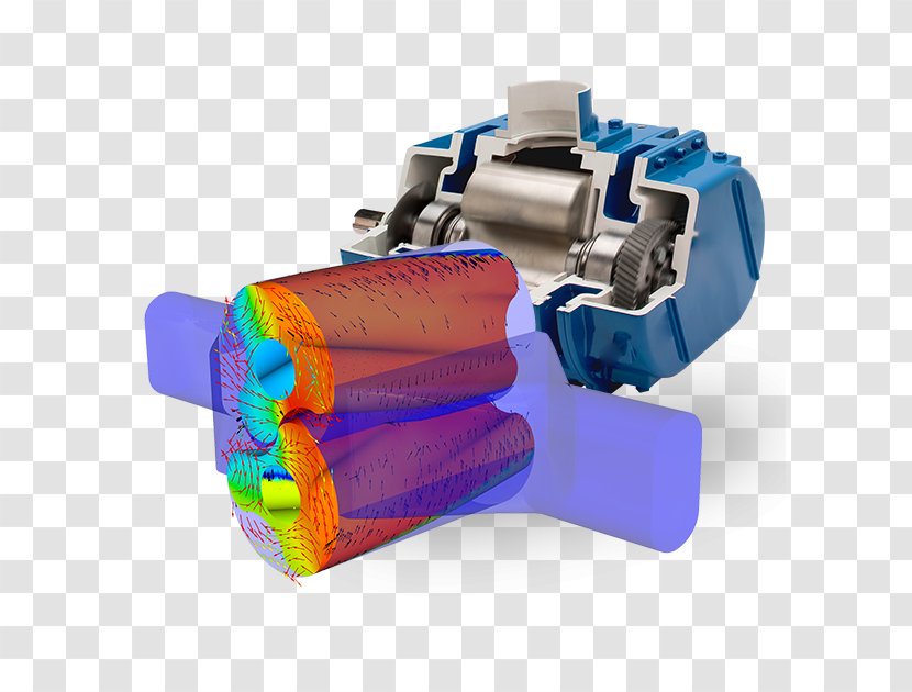 Computational Fluid Dynamics ANSYS CFX TwinMesh Roots-type Supercharger - Electric Blue Transparent PNG