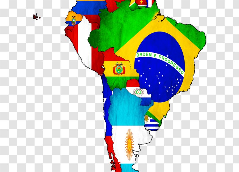 Flags Of South America United States Continent Map - Drawing Transparent PNG