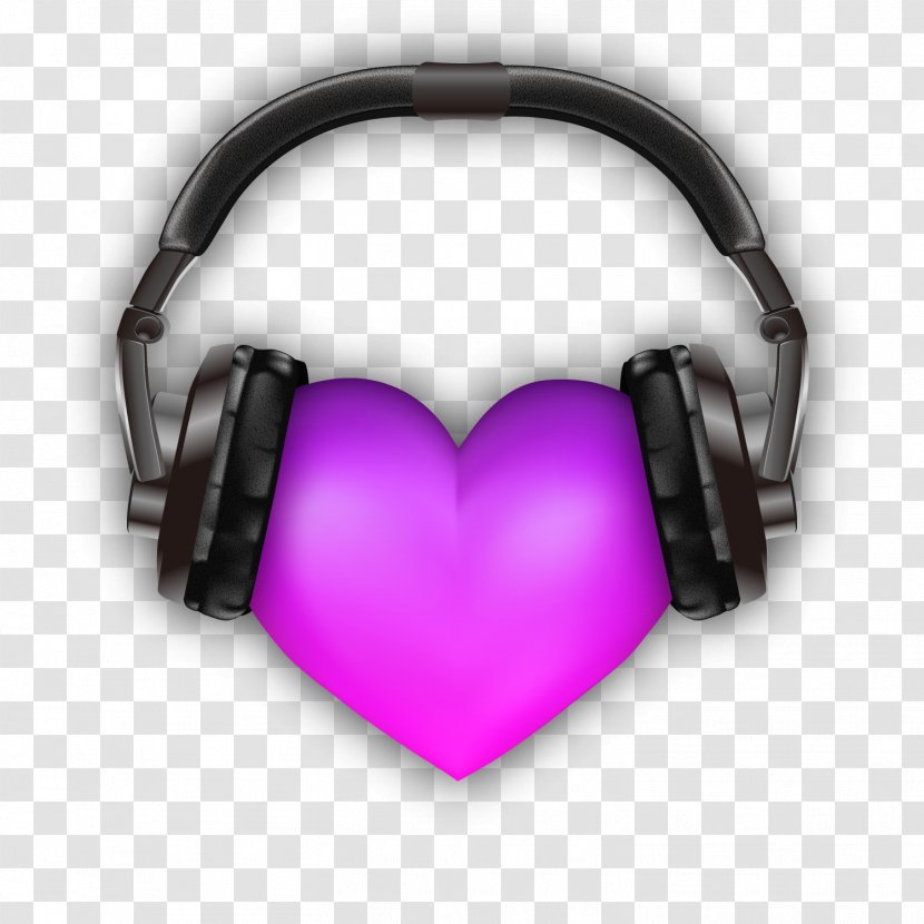 Headphones Three-dimensional Space Heart Drawing - Vector Rock Transparent PNG