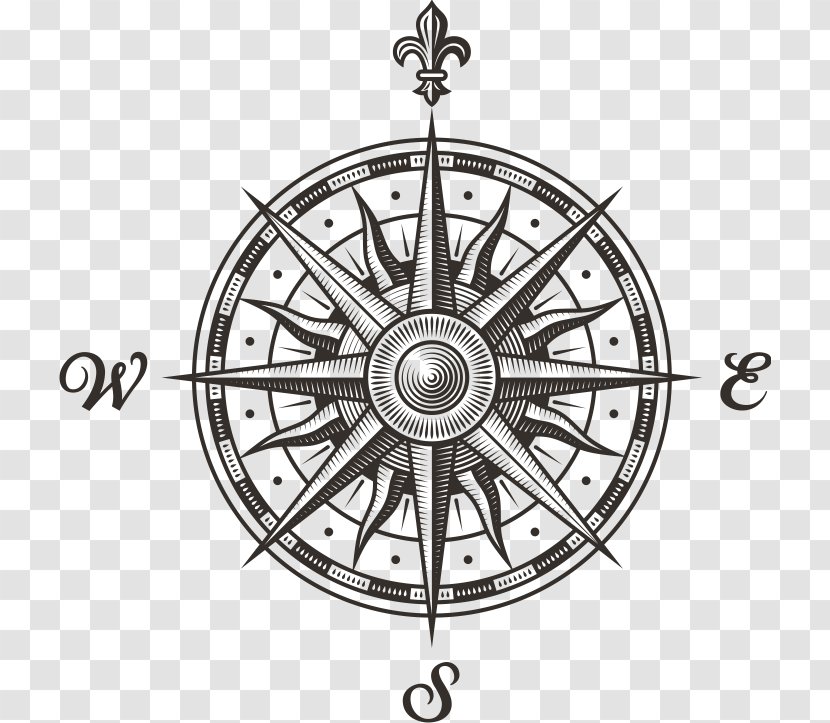 Compass Rose Stock Photography Clip Art - Monochrome Transparent PNG